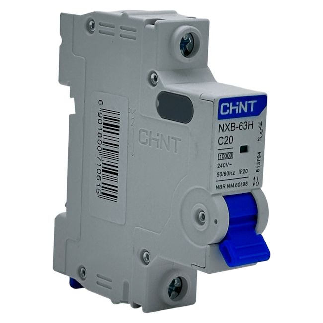 Mini Disjuntor Monopolar Chint NXB-63H 1P Curva C 20A 10kA