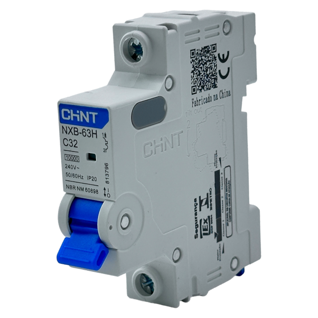 Mini Disjuntor Monopolar Chint NXB-63H 1P Curva C 32A 10kA Mini Disjuntor Monopolar Chint NXB-63H 1P Curva C 32A 10kA