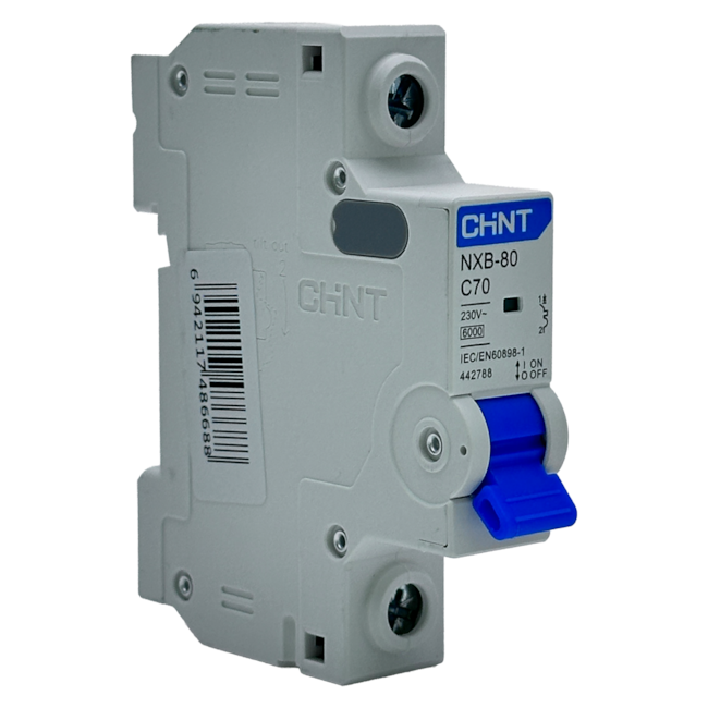 Mini Disjuntor Monopolar Chint NXB-80 1P Curva C 70A 6kA Mini Disjuntor Monopolar Chint NXB-80 1P Curva C 70A 6kA