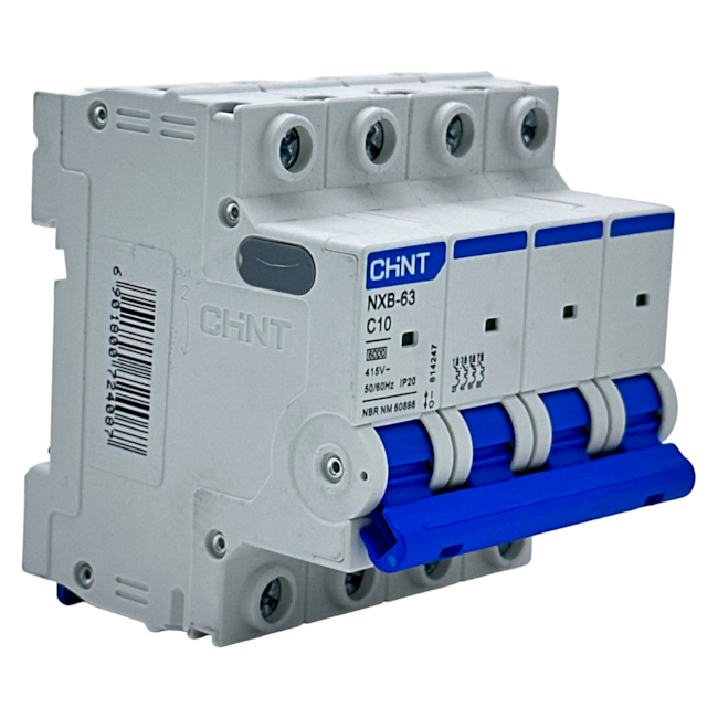 Mini Disjuntor Tetrapolar Chint NXB-63 4P Curva C 10A 6kA