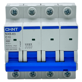 Mini Disjuntor Tetrapolar Chint NXB-63 4P Curva C 10A 6kA