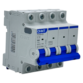 Mini Disjuntor Tetrapolar Chint NXB-63 4P Curva C 16A 6kA