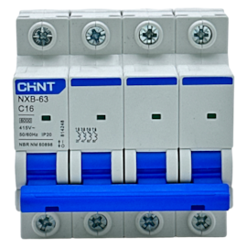 Mini Disjuntor Tetrapolar Chint NXB-63 4P Curva C 16A 6kA