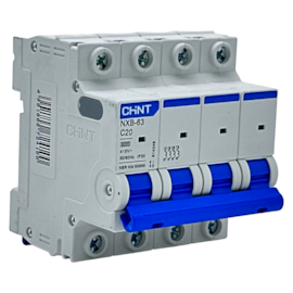Mini Disjuntor Tetrapolar Chint NXB-63 4P Curva C 20A 6kA