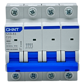 Mini Disjuntor Tetrapolar Chint NXB-63 4P Curva C 20A 6kA