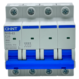 Mini Disjuntor Tetrapolar Chint NXB-63 4P Curva C 25A 6kA