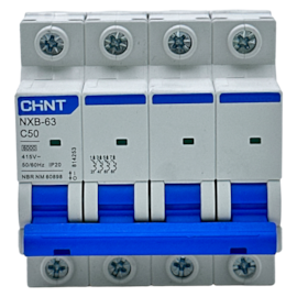 Mini Disjuntor Tetrapolar Chint NXB-63 4P Curva C 50A 6kA