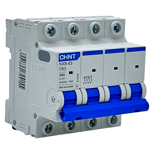Mini Disjuntor Tetrapolar Chint NXB-63 4P Curva C 63A 6kA