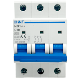 Mini Disjuntor Tripolar Chint 10A NB1-63 3P C10 6kA DB