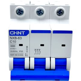 Mini Disjuntor Tripolar Chint 10A NXB-63 3P C10 6KA