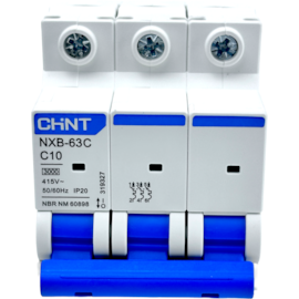 Mini Disjuntor Tripolar Chint 10A NXB-63C 3P C10 3KA