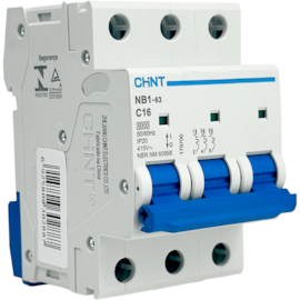 Mini Disjuntor Tripolar Chint 16A NB1-63 3P C16 6kA DB
