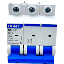 Mini Disjuntor Tripolar Chint 16A NXB-63 3P C16 6KA