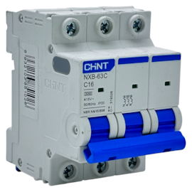 Mini Disjuntor Tripolar Chint 16A NXB-63C 3P C16 3KA