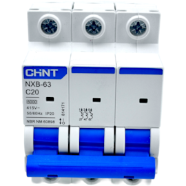 Mini Disjuntor Tripolar Chint 20A NXB-63 3P C20 6KA