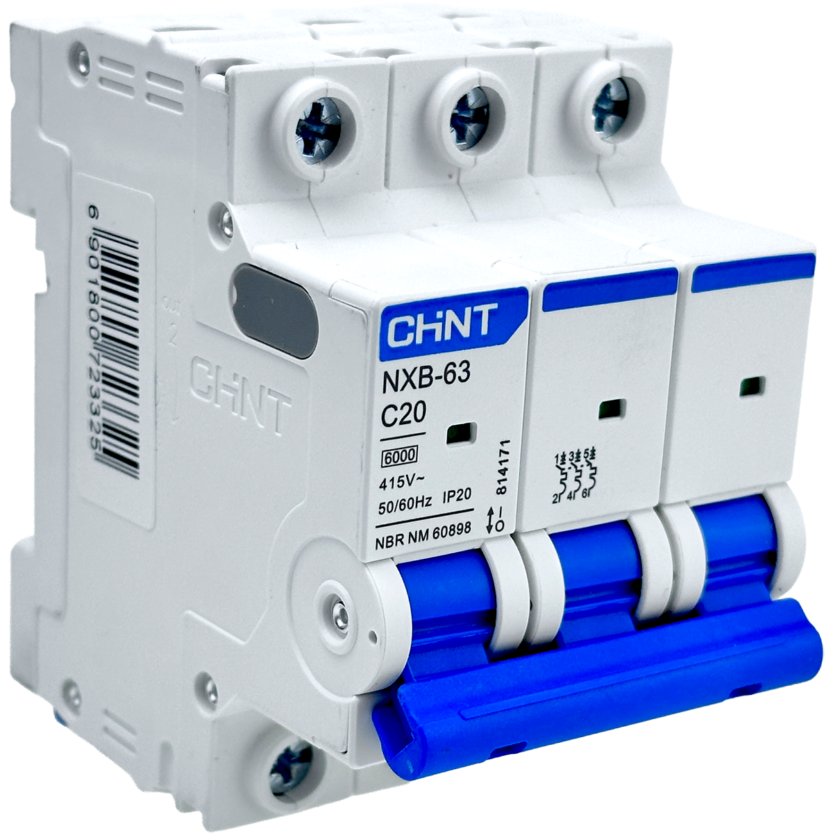 Mini Disjuntor Tripolar Chint 20A NXB-63 3P C20 6KA - Proteção