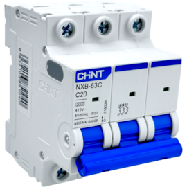 Mini Disjuntor Tripolar Chint 20A NXB-63C 3P C20 3KA