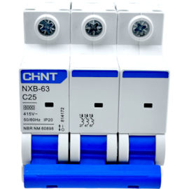Mini Disjuntor Tripolar Chint 25A NXB-63 3P C25 6KA
