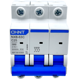 Mini Disjuntor Tripolar Chint 25A NXB-63C 3P C25 3KA