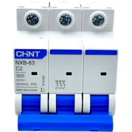 Mini Disjuntor Tripolar Chint 2A NXB-63 3P C2 6KA