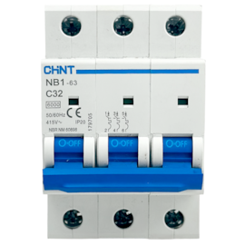 Mini Disjuntor Tripolar Chint 32A NB1-63 3P C32 6kA DB Mini Disjuntor Tripolar Chint 32A NB1-63 3P C32 6kA DB