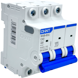 Mini Disjuntor Tripolar Chint 40A NXB-63C 3P C40 3KA