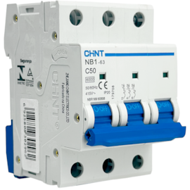 Mini Disjuntor Tripolar Chint 50A NB1-63 3P C50 6kA DB Mini Disjuntor Tripolar Chint 50A NB1-63 3P C50 6kA DB