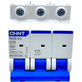 Mini Disjuntor Tripolar Chint 50A NXB-63 3P C50 6KA
