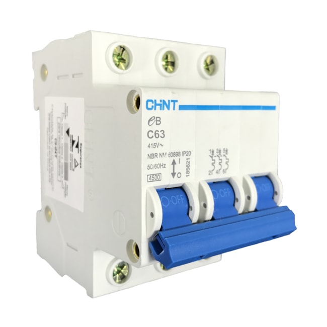 Mini Disjuntor Tripolar Chint 63A EB 3P C63 Mini Disjuntor Tripolar Chint 63A EB 3P C63