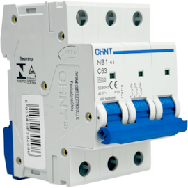 Mini Disjuntor Tripolar Chint 63A NB1-63 3P C63 6kA DB Mini Disjuntor Tripolar Chint 63A NB1-63 3P C63 6kA DB