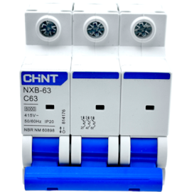 Mini Disjuntor Tripolar Chint 63A NXB-63 3P C63 6KA