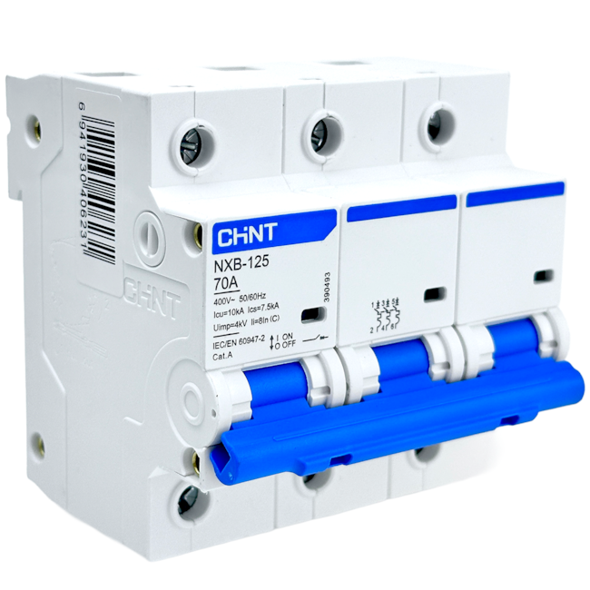 Mini Disjuntor Tripolar Chint 70A NXB-125 3P C70 10KA