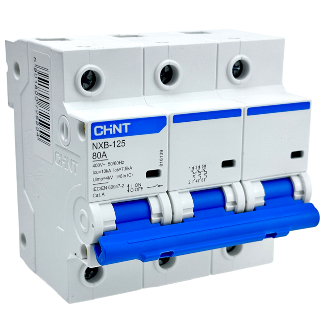 Mini Disjuntor Tripolar Chint 80A NXB-125 3P C80 10KA Mini Disjuntor Tripolar Chint 80A NXB-125 3P C80 10KA