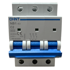 Mini Disjuntor Tripolar Chint Curva C 2A NB1-63 6kA 415V