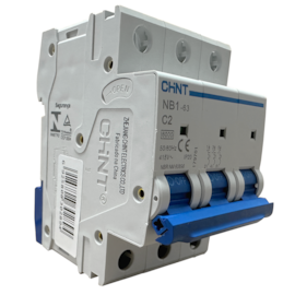 Mini Disjuntor Tripolar Chint Curva C 2A NB1-63 6kA 415V Mini Disjuntor Tripolar Chint Curva C 2A NB1-63 6kA 415V