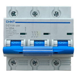 Mini Disjuntor Tripolar Chint DZ158-125H 3P 125A 10kA Mini Disjuntor Tripolar Chint DZ158-125H 3P 125A 10kA
