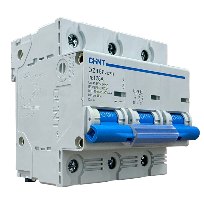 Mini Disjuntor Tripolar Chint DZ158-125H 3P 125A 10kA Mini Disjuntor Tripolar Chint DZ158-125H 3P 125A 10kA