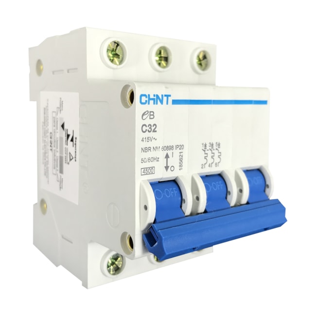 Mini Disjuntor Tripolar Chint EB 3P C32 32A 415V 4.5kA Mini Disjuntor Tripolar Chint EB 3P C32 32A 415V 4.5kA