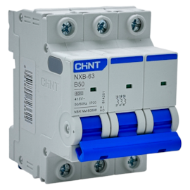Mini Disjuntor Tripolar Chint NXB-63 3P Curva B 50A 6kA