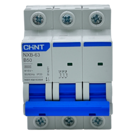 Mini Disjuntor Tripolar Chint NXB-63 3P Curva B 50A 6kA