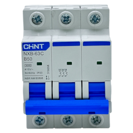 Mini Disjuntor Tripolar Chint NXB-63C 3P B50 50A 3kA