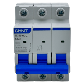 Mini Disjuntor Tripolar Chint NXB-63C 3P Curva C 50A 3kA