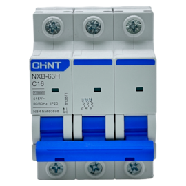 Mini Disjuntor Tripolar Chint NXB-63H 3P Curva C 16A 10kA