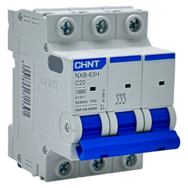 Mini Disjuntor Tripolar Chint NXB-63H 3P Curva C 20A 10kA