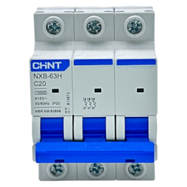 Mini Disjuntor Tripolar Chint NXB-63H 3P Curva C 20A 10kA