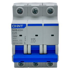 Mini Disjuntor Tripolar Chint NXB-63H 3P Curva C 25A 10kA