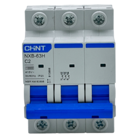 Mini Disjuntor Tripolar Chint NXB-63H 3P Curva C 2A 10kA