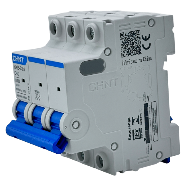 Mini Disjuntor Tripolar Chint NXB-63H 3P Curva C 40A 10kA