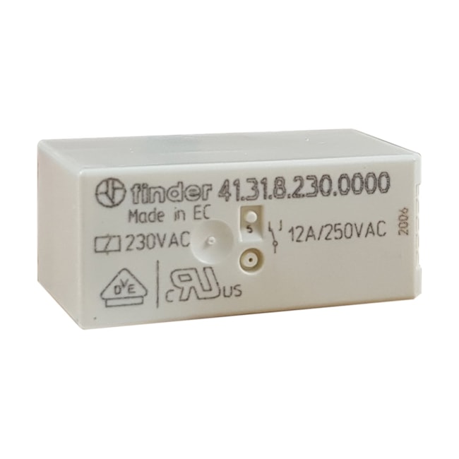 Mini Relé | 1 Contato Reversível 12A 230Vca Compatível com a base da Série 95 | 41.31.8.230.0000 | Finder Mini Relé | 1 Contato Reversível 12A 230Vca Compatível com a base da Série 95 | 41.31.8.230.0000 | Finder