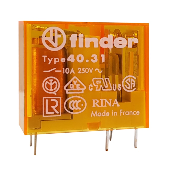 Mini Relé | 1 Reversível 10A 230V Compatível com a Série 95 | 40.31.8.230.0000 | Finder Mini Relé | 1 Reversível 10A 230V Compatível com a Série 95 | 40.31.8.230.0000 | Finder